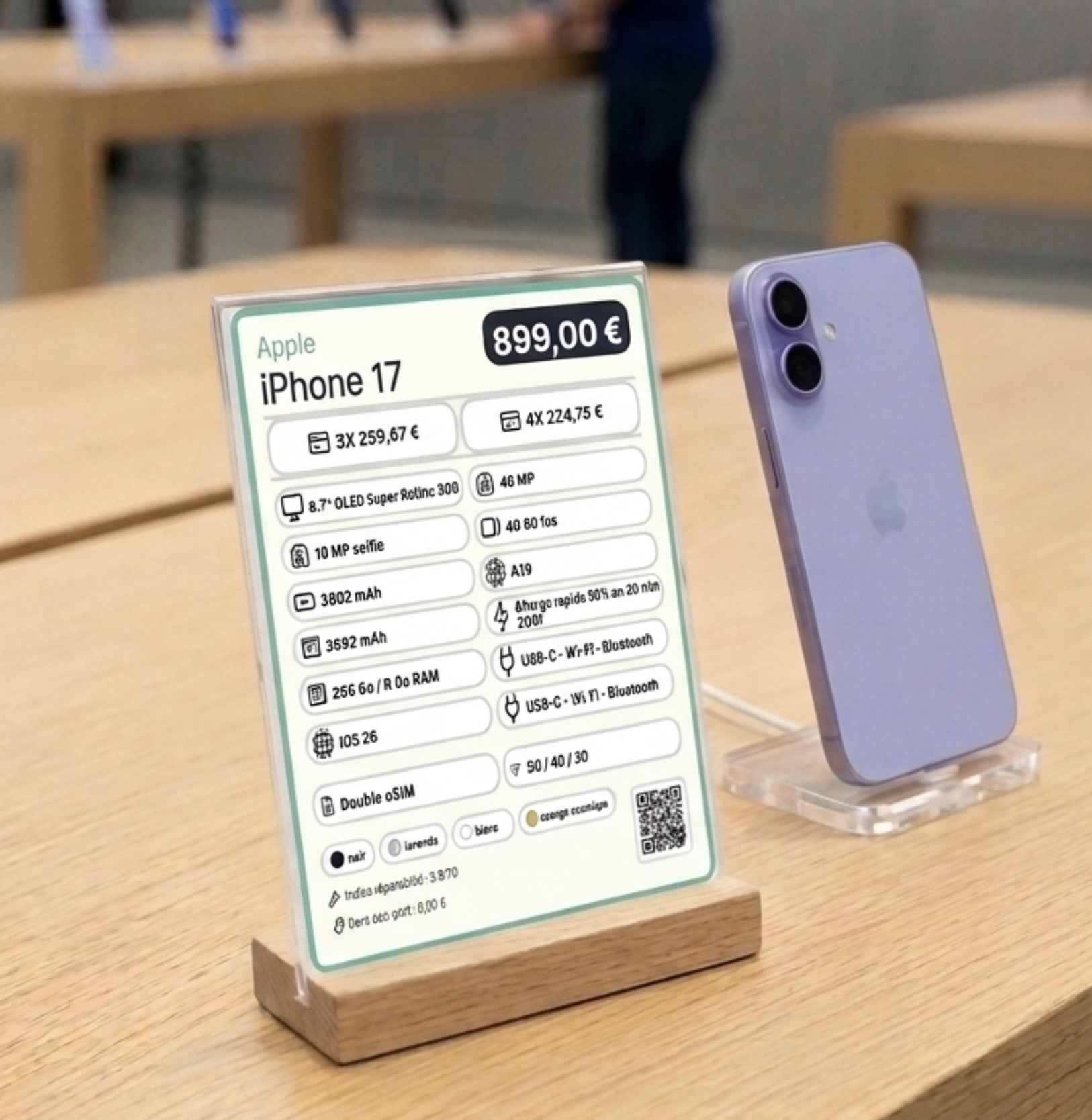 Téléphone et tablette exposés en boutique